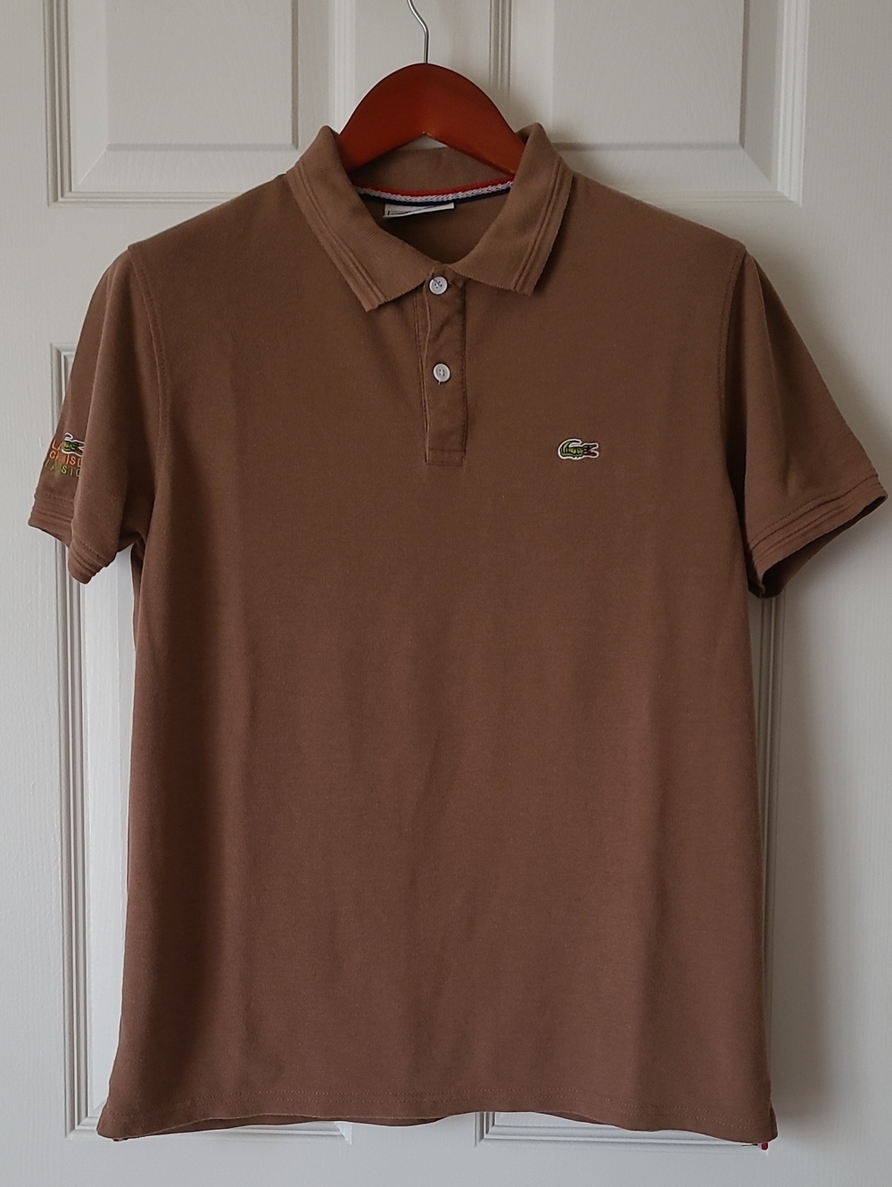 Lacoste Men's Brown Short-Sleeve Polo with Crocodile Logo